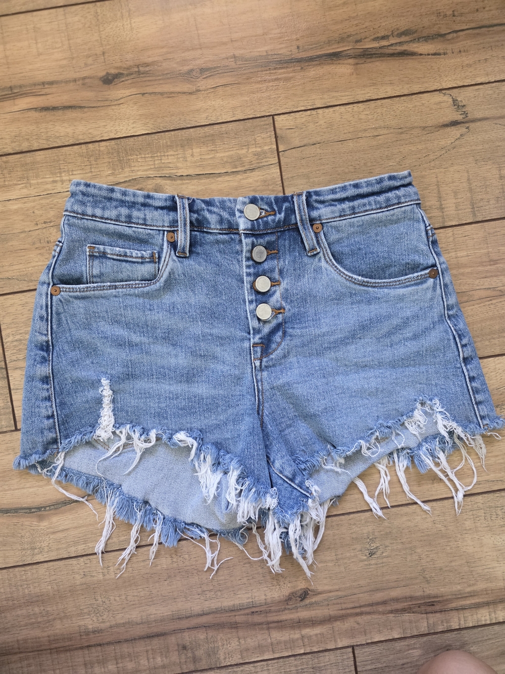 Blank NYC Barrow High-Rise Distressed Denim Shorts 26 Small
